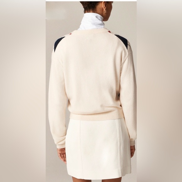 NWOT J Crew Perfect cashmere crewneck sweater in argyle size M - Picture 3 of 8